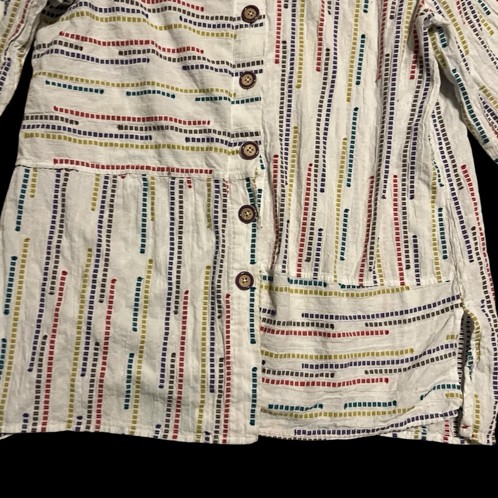 Habitat Cotton Striped Multicolor woven‎ Women's Button Down Shirt medium - Picture 4 of 7